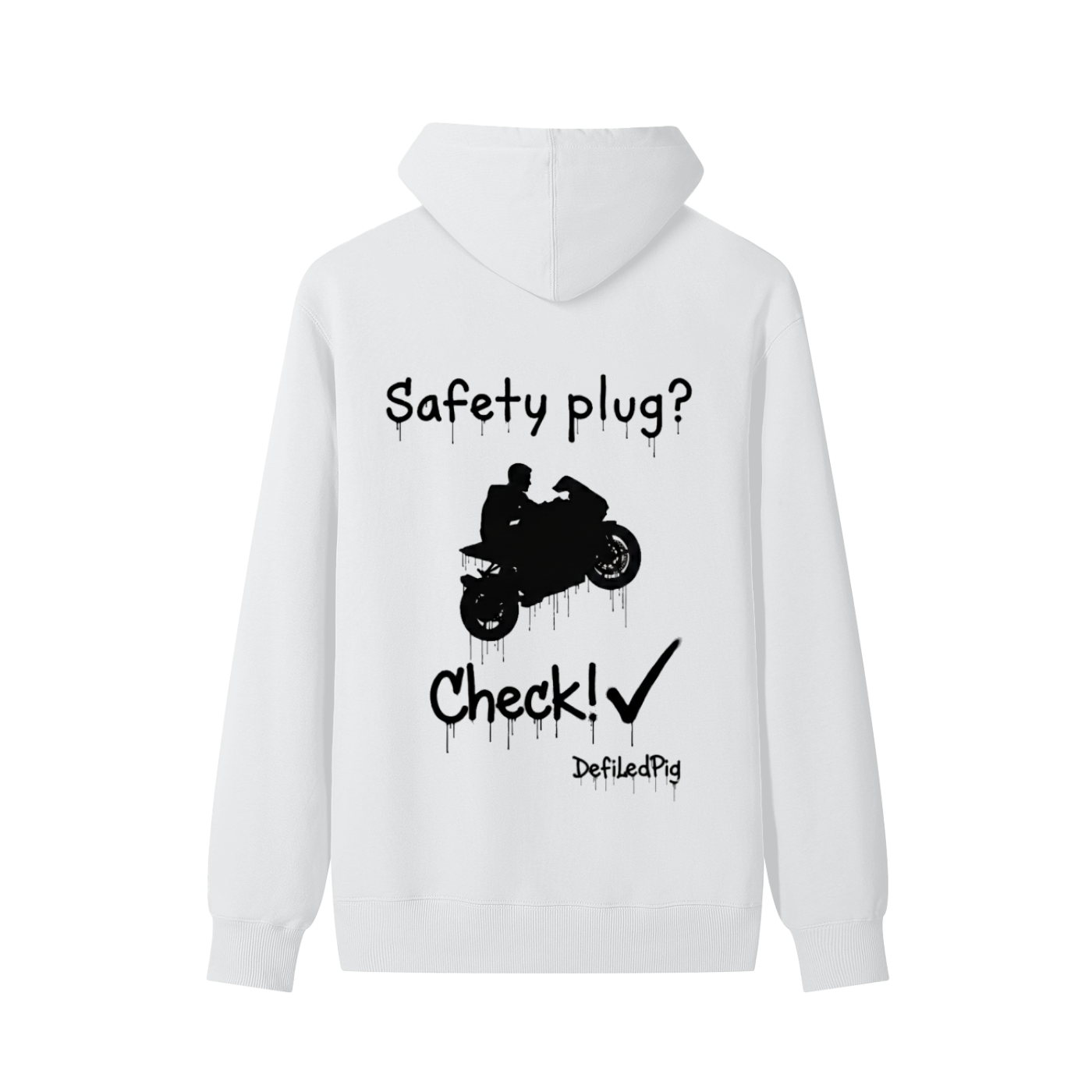 Safety plug unisex hoodie B&W